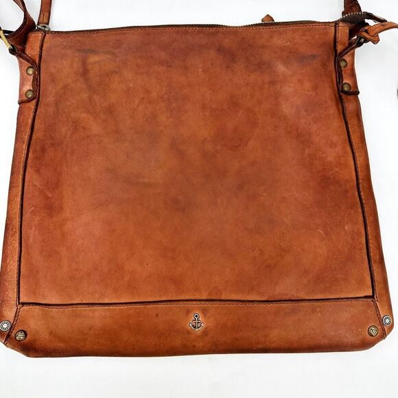 Harbour 2nd Leather VERA Crossbody Shoulder Bag Purse Flat Square Brown Cognac - Picture 3 of 11